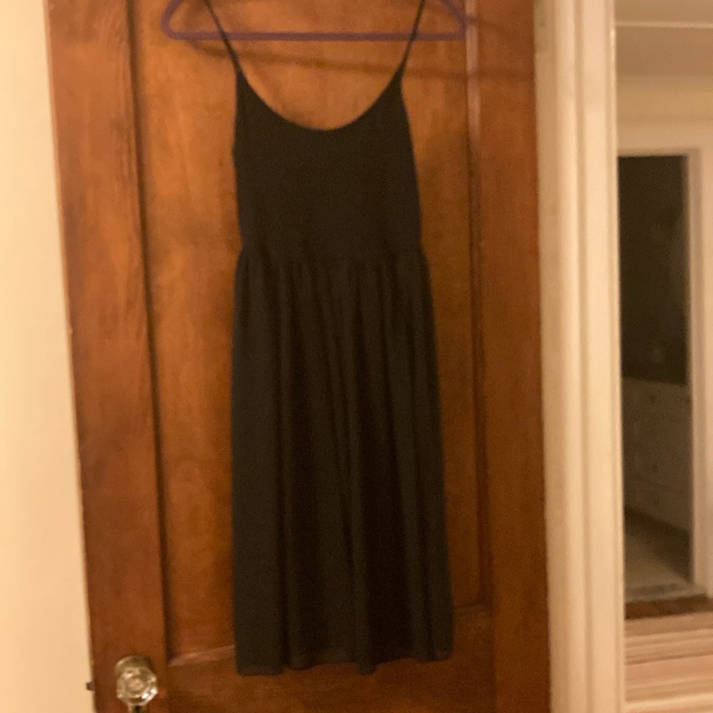 Beautiful little black dress with chiffon skirt over cotton dress